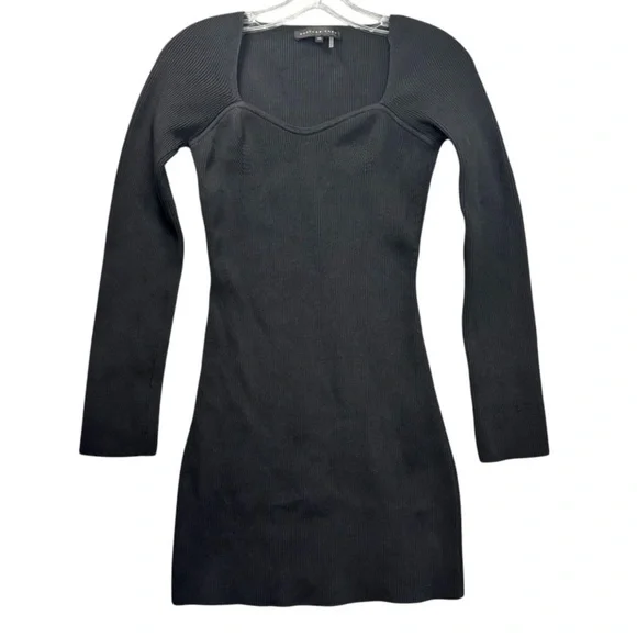 Endless Rose Dress Sz XS Black Textured Body Con Mini Stretch Long Sleeve - Picture 7 of 7